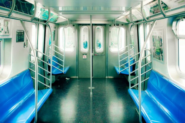 Inside view of an MTA train