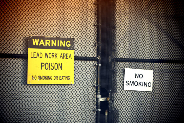Lead exposure warning sign.